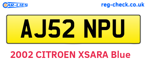 AJ52NPU are the vehicle registration plates.