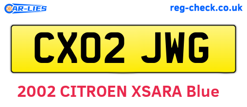 CX02JWG are the vehicle registration plates.