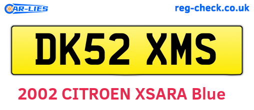 DK52XMS are the vehicle registration plates.