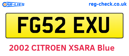 FG52EXU are the vehicle registration plates.