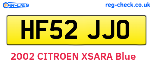 HF52JJO are the vehicle registration plates.