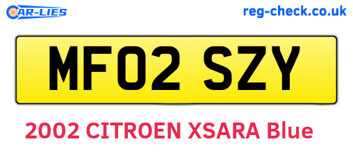 MF02SZY are the vehicle registration plates.