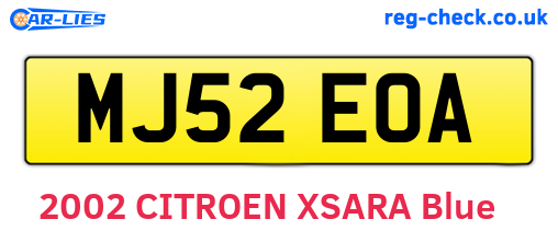 MJ52EOA are the vehicle registration plates.