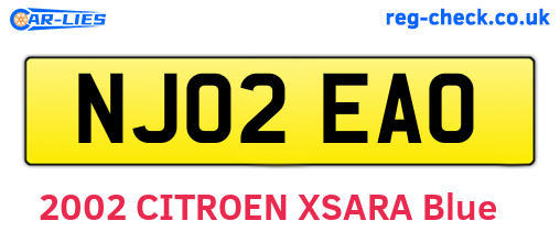 NJ02EAO are the vehicle registration plates.