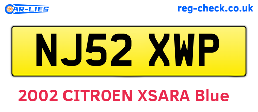 NJ52XWP are the vehicle registration plates.