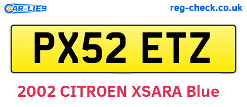 PX52ETZ are the vehicle registration plates.