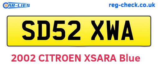 SD52XWA are the vehicle registration plates.