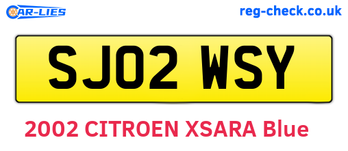 SJ02WSY are the vehicle registration plates.