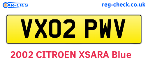 VX02PWV are the vehicle registration plates.