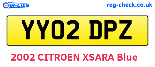 YY02DPZ are the vehicle registration plates.