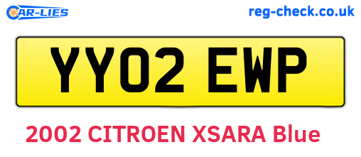 YY02EWP are the vehicle registration plates.