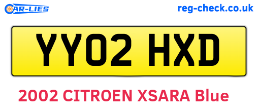 YY02HXD are the vehicle registration plates.