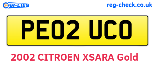 PE02UCO are the vehicle registration plates.