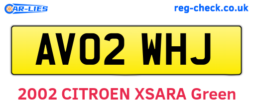 AV02WHJ are the vehicle registration plates.