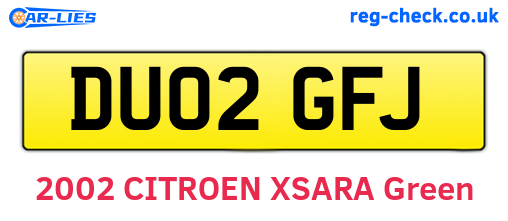 DU02GFJ are the vehicle registration plates.