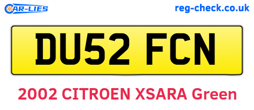 DU52FCN are the vehicle registration plates.