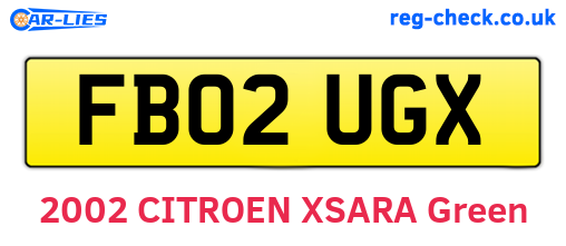 FB02UGX are the vehicle registration plates.