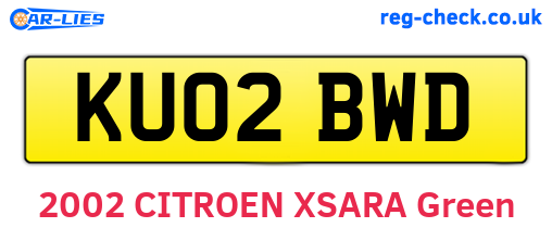 KU02BWD are the vehicle registration plates.