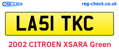 LA51TKC are the vehicle registration plates.