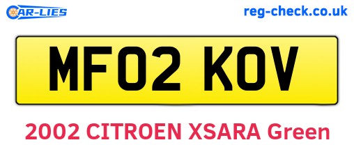MF02KOV are the vehicle registration plates.