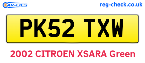 PK52TXW are the vehicle registration plates.