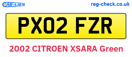 PX02FZR are the vehicle registration plates.