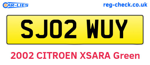 SJ02WUY are the vehicle registration plates.