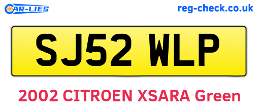 SJ52WLP are the vehicle registration plates.