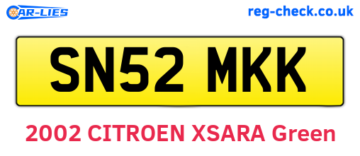 SN52MKK are the vehicle registration plates.
