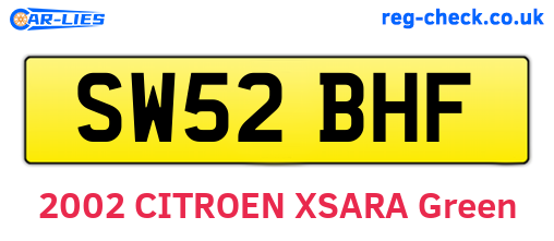 SW52BHF are the vehicle registration plates.