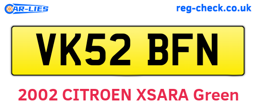 VK52BFN are the vehicle registration plates.