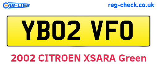 YB02VFO are the vehicle registration plates.