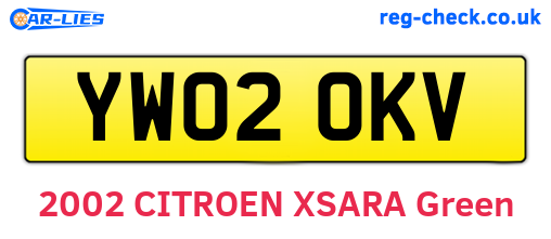 YW02OKV are the vehicle registration plates.