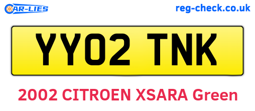 YY02TNK are the vehicle registration plates.