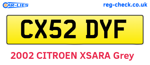 CX52DYF are the vehicle registration plates.