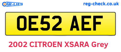 OE52AEF are the vehicle registration plates.