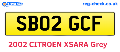 SB02GCF are the vehicle registration plates.