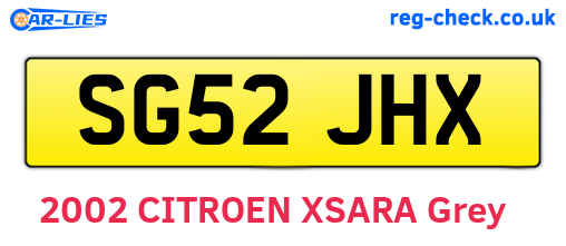 SG52JHX are the vehicle registration plates.