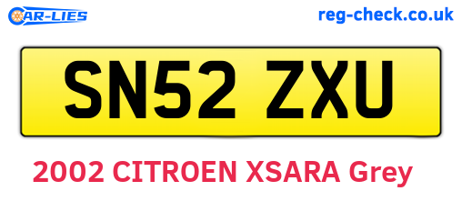 SN52ZXU are the vehicle registration plates.