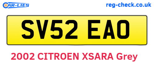SV52EAO are the vehicle registration plates.