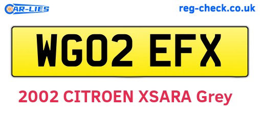 WG02EFX are the vehicle registration plates.