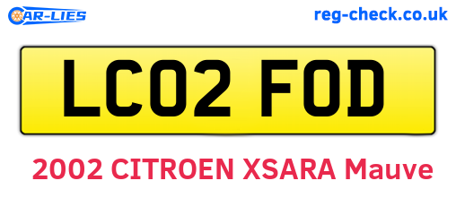 LC02FOD are the vehicle registration plates.
