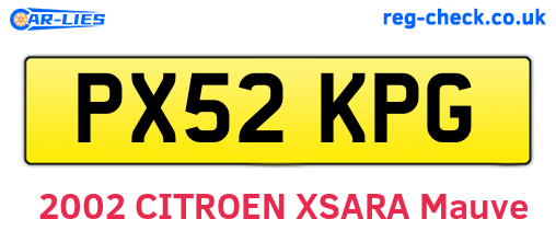 PX52KPG are the vehicle registration plates.