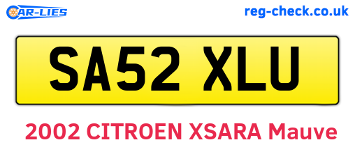 SA52XLU are the vehicle registration plates.