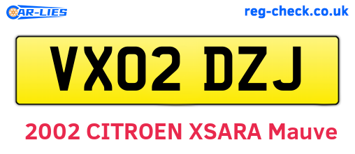 VX02DZJ are the vehicle registration plates.