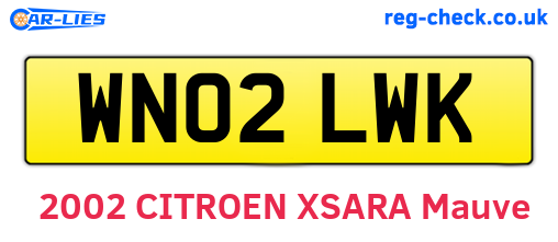 WN02LWK are the vehicle registration plates.