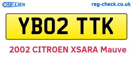 YB02TTK are the vehicle registration plates.