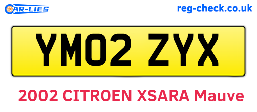 YM02ZYX are the vehicle registration plates.