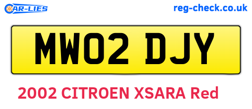 MW02DJY are the vehicle registration plates.