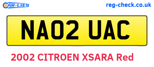 NA02UAC are the vehicle registration plates.